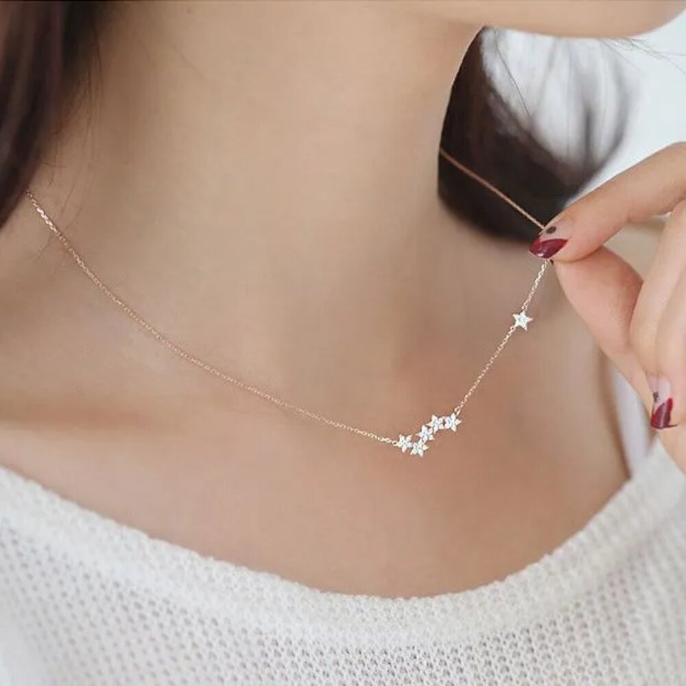 Sterling Silver Star Cluster Necklace